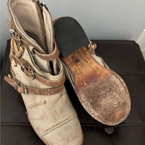 Freebird Beige and Brown Ankle Booties